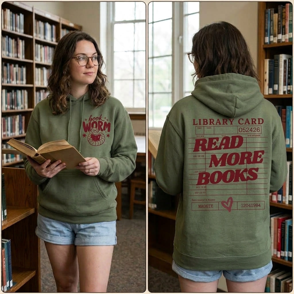 Book Lover Hoodie, Library Card Read More Books Hoodie, Bookworm Sweatshirt, Librarian Gift, Bookish Clothing, Reader Gift