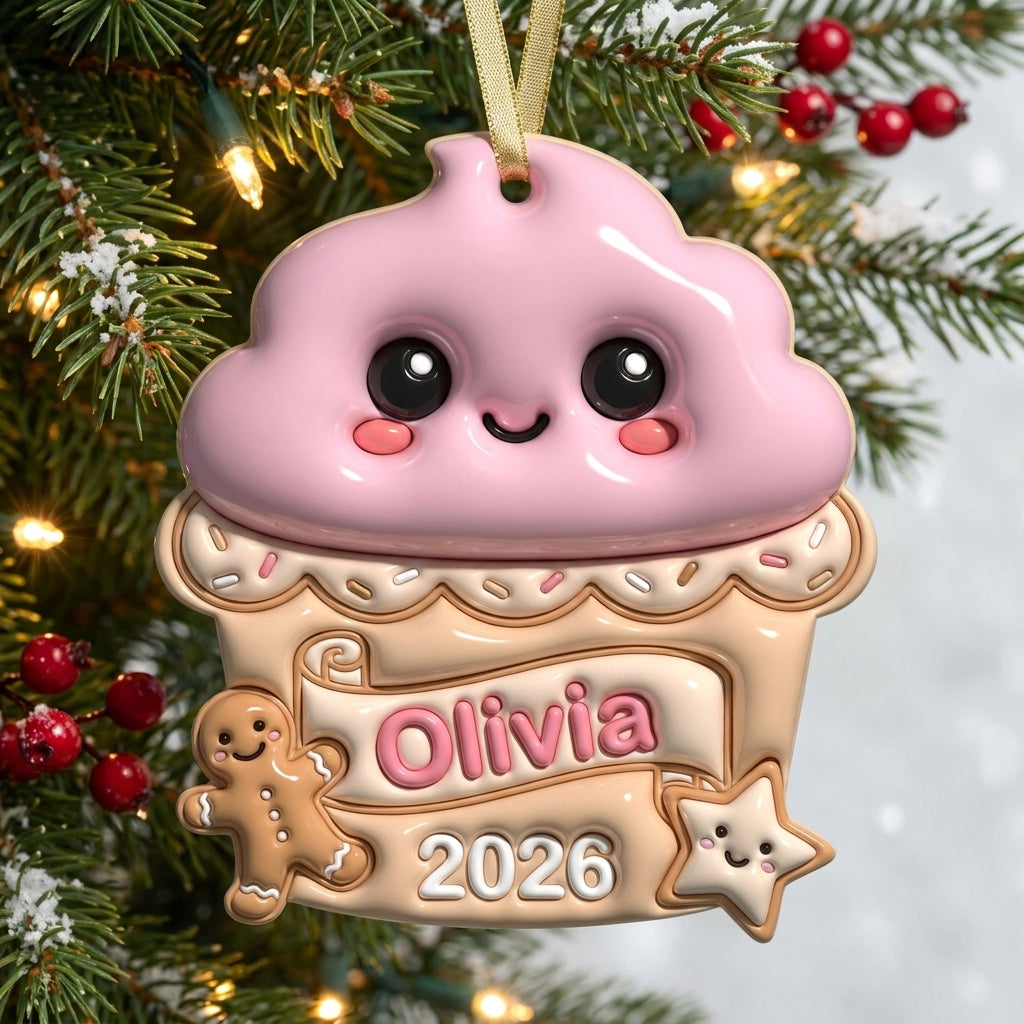 Squishy Cupcake Christmas Ornament Personalized 3D Relief Acrylic Ornament Custom Name Baking Gift Christmas Tree Decor 2026