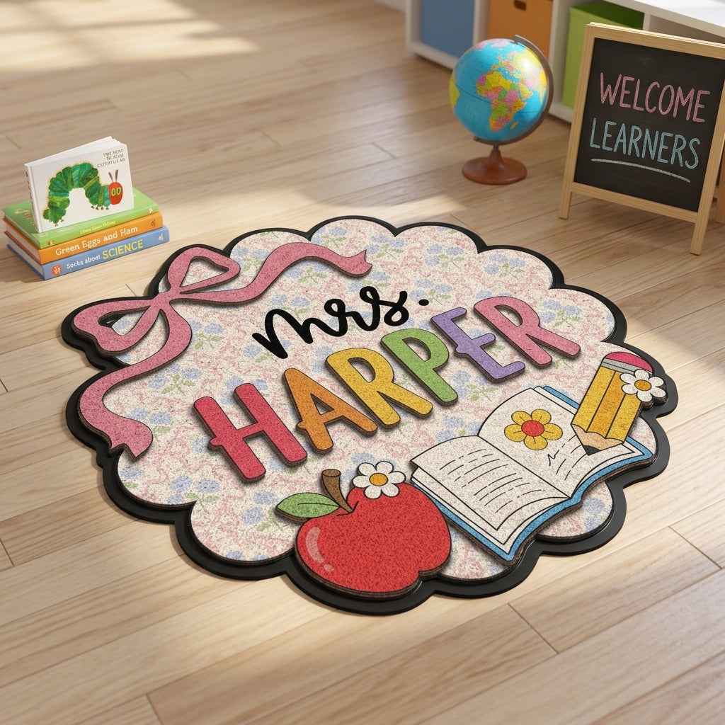 Ribbon Apple Personalized Doormat