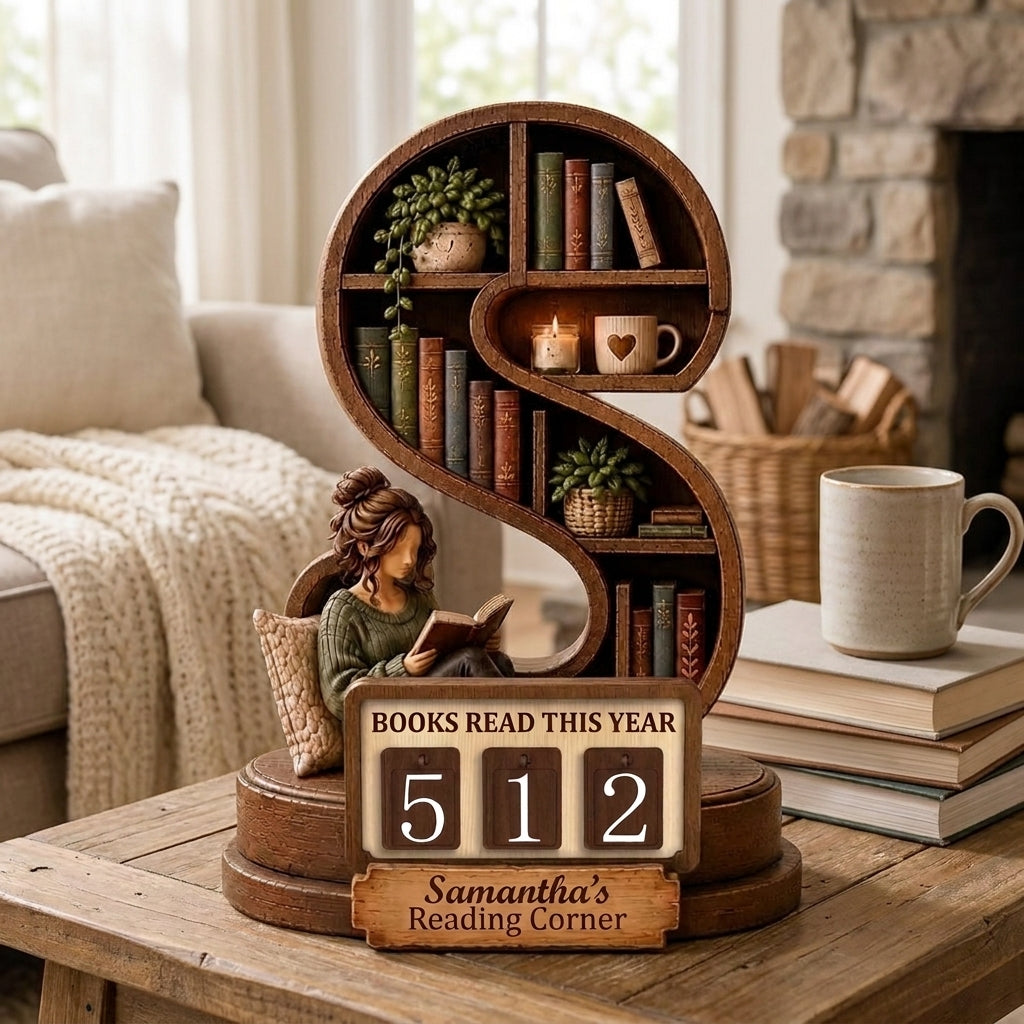 Personalized Reading Corner Sign, Initial Book Tracker, Books Read This Year Display, Custom Book Lover Decor, Reading Nook Gift