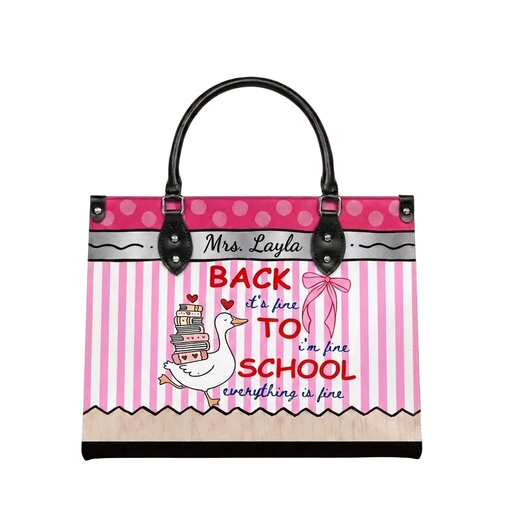 Back To School Silly Goose Personalized Leather Bag + FREE Matching Leather Wallet