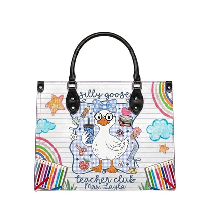 Silly Goose Teacher Club Personalized Leather Bag + FREE Matching Leather Wallet