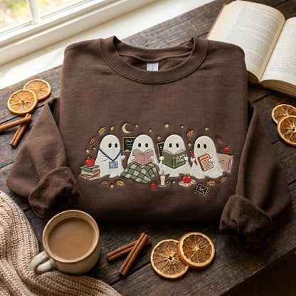 Reading Teacher Sweatshirt, Embroidered Teacher Crewneck, Book Lover Teacher Pullover, Personalized Teacher Shirt