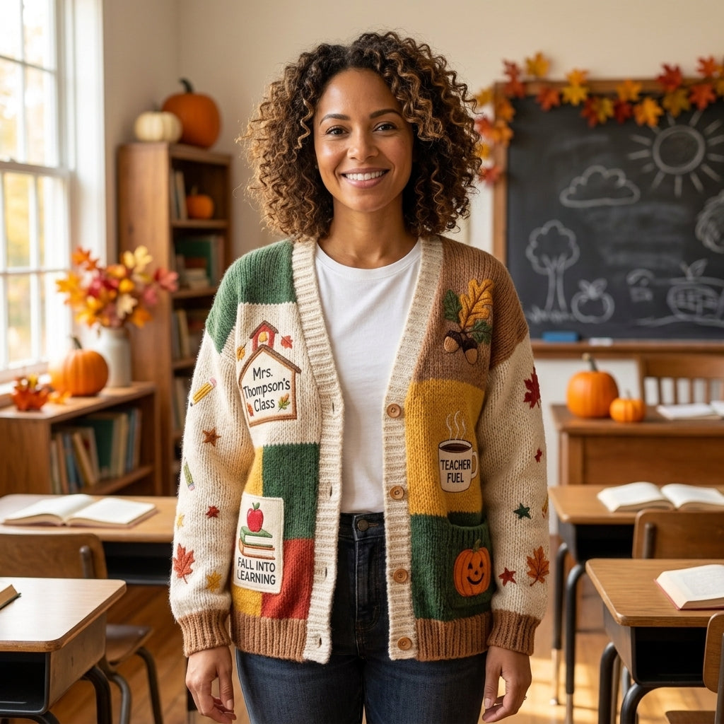 Fall Favorites Teacher Personalized Cardigan