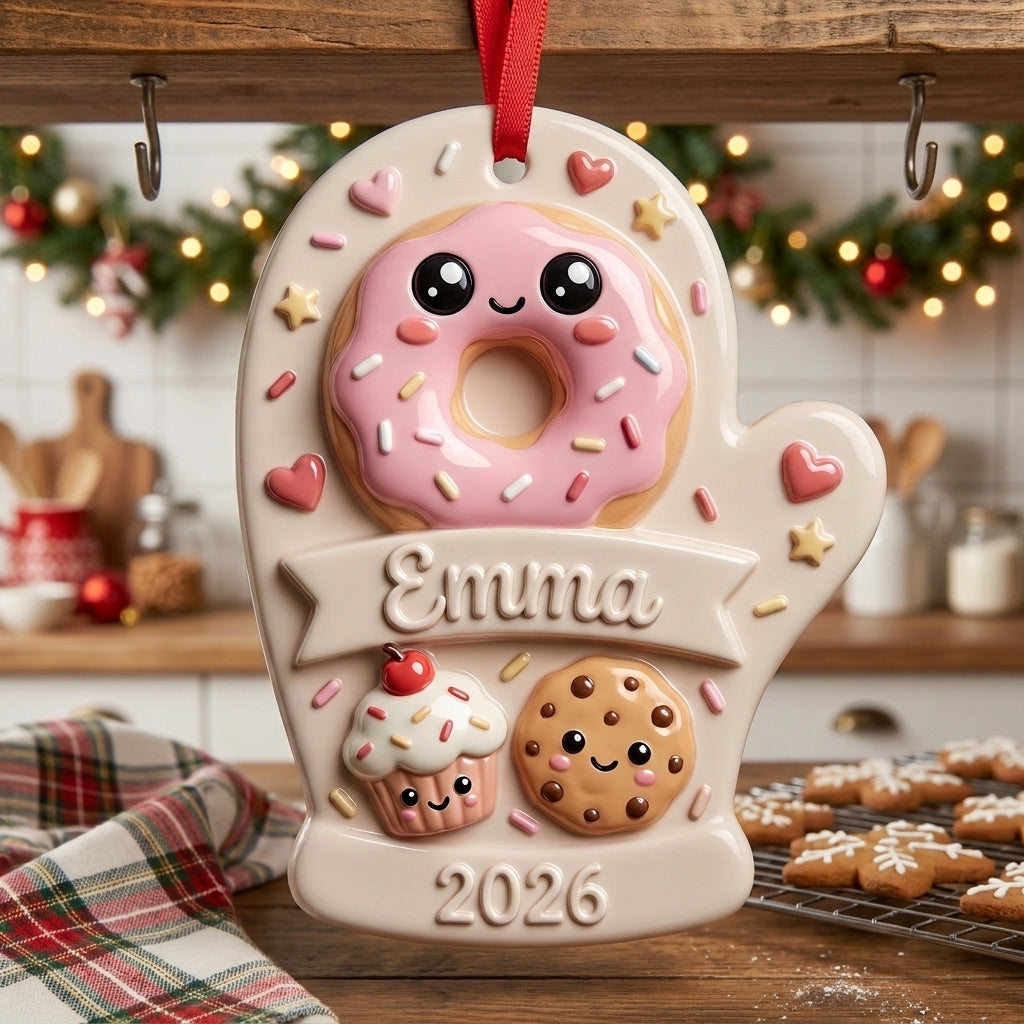 Squishy Donut Christmas Ornament Personalized 3D Relief Acrylic Ornament Custom Name Sweet Treat Gift Cute Christmas Decor 2026