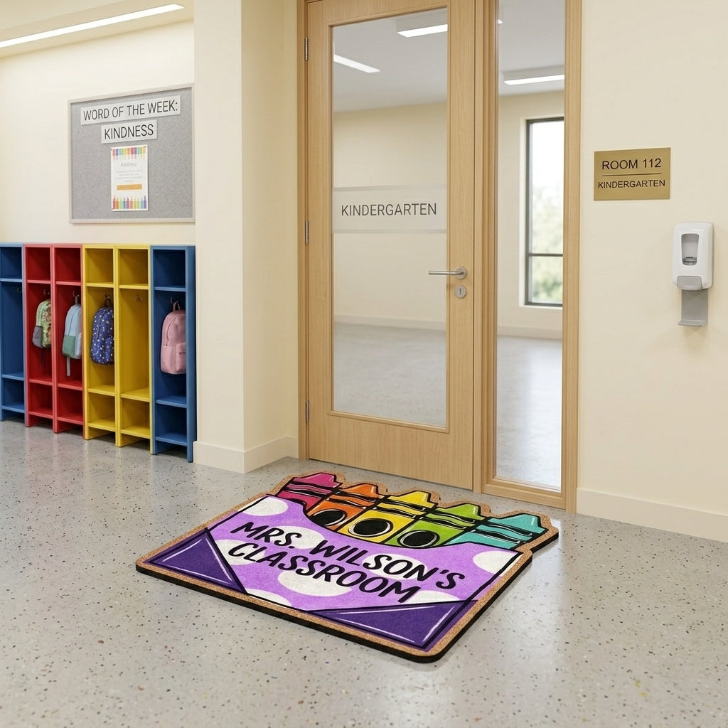 Crayon Box Purple Personalized Doormat