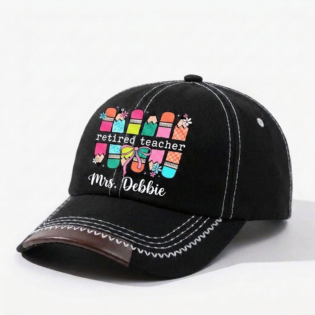 Retired Teacher Personalized Vintage Soft Baseball Cap