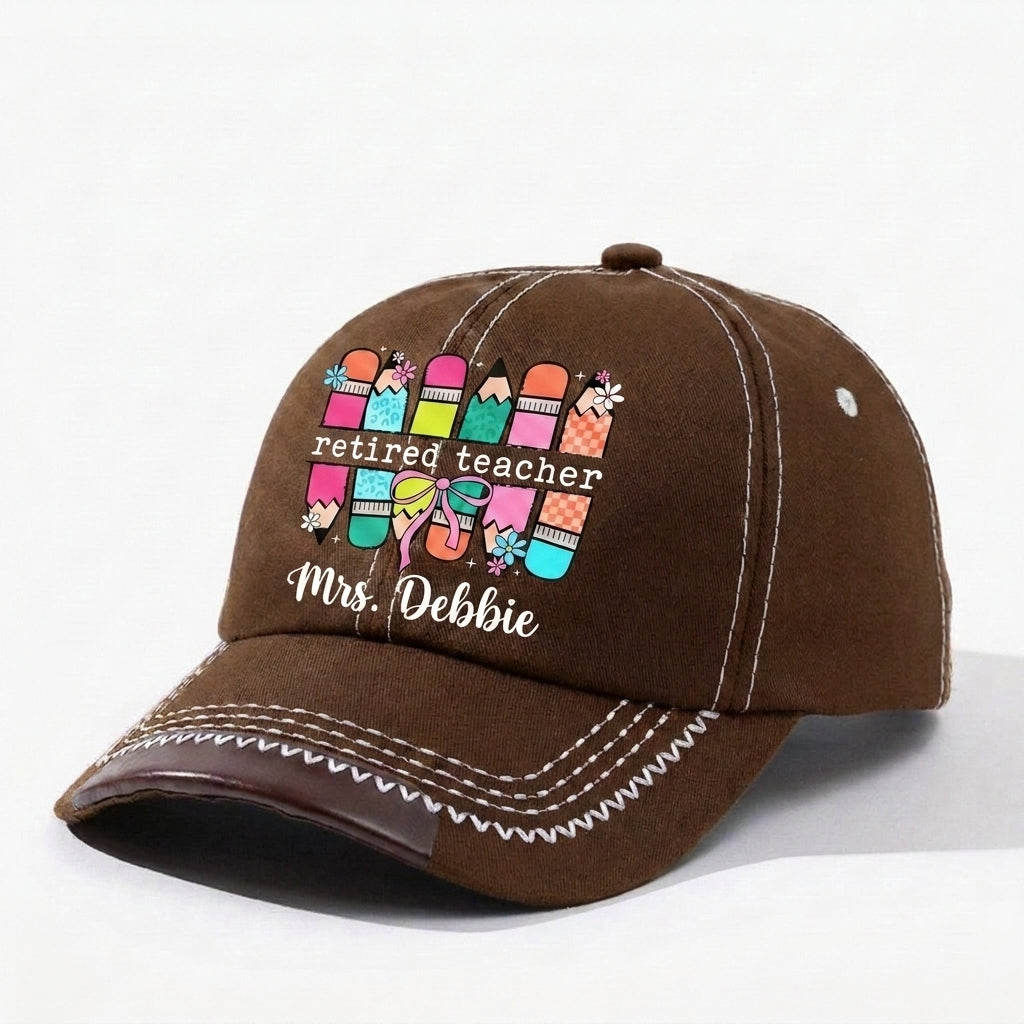 Retired Teacher Personalized Vintage Soft Baseball Cap