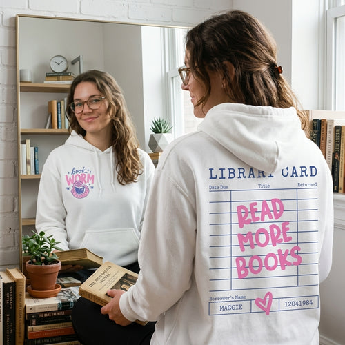 Book Lover Hoodie, Library Card Hoodie, Read More Books Sweatshirt, Bookworm Hoodie, Librarian Gift, Cozy Reader Gift