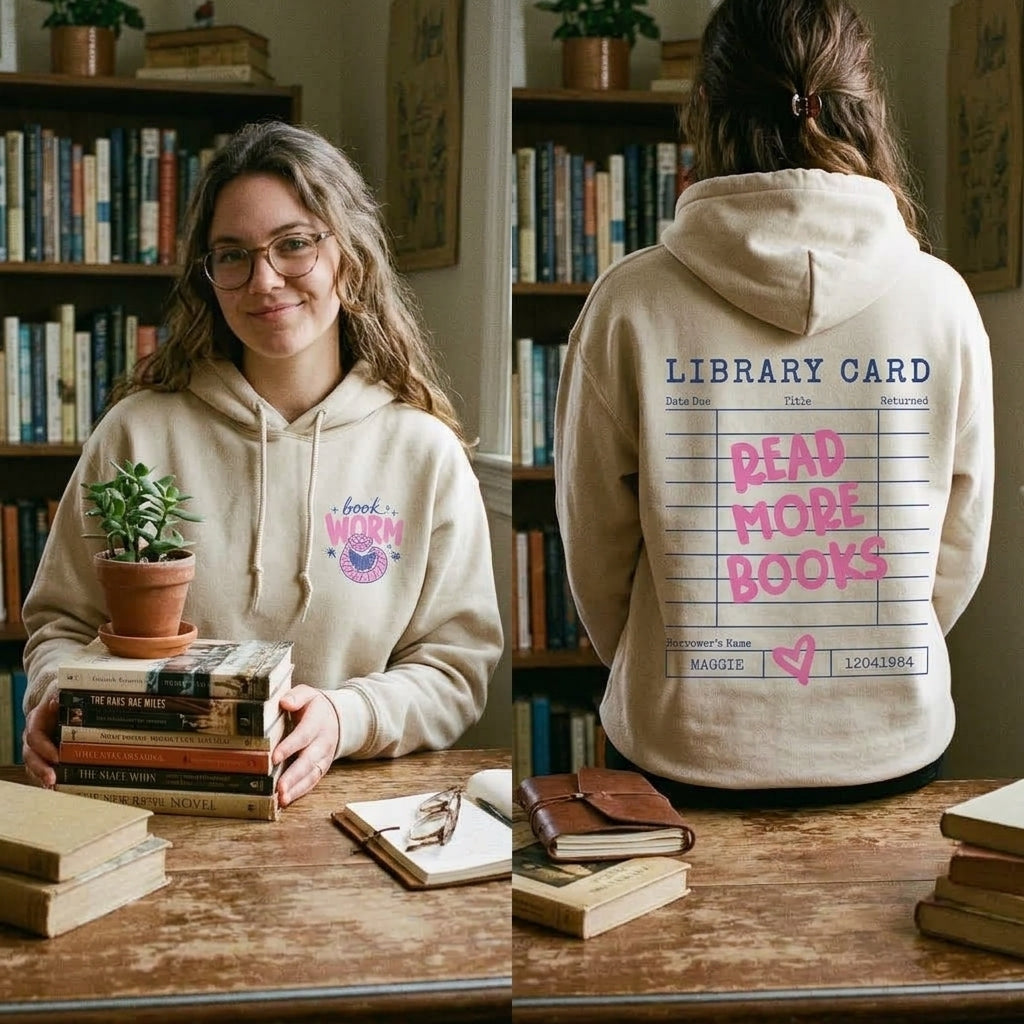 Book Lover Hoodie, Library Card Hoodie, Read More Books Sweatshirt, Bookworm Hoodie, Librarian Gift, Cozy Reader Gift