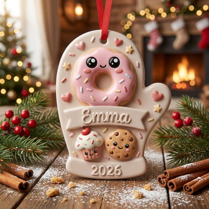 Squishy Donut Christmas Ornament Personalized 3D Relief Acrylic Ornament Custom Name Sweet Treat Gift Cute Christmas Decor 2026