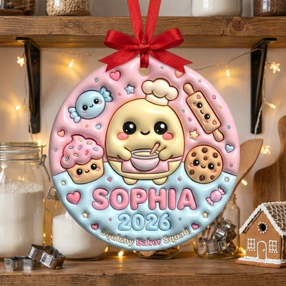 Squishy Baker Christmas Ornament Personalized 3D Relief Ceramic Ornament Custom Name Baking Lover Gift Baker Squad Christmas Decor 2026