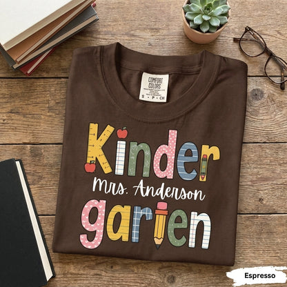 Comfort Colors Custom Kindergarten Teacher Shirt, Teaching Shirt, Personalizable Kindergarten Shirt, Custom Teaching Shirts, New TeacherGift