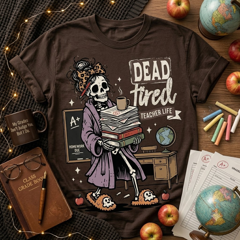 T-shirt d'enseignant personnalisé pour Halloween, motif crayon gribouillage, t-shirt de rentrée scolaire