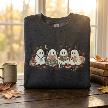 Reading Teacher Sweatshirt, Embroidered Teacher Crewneck, Book Lover Teacher Pullover, Personalized Teacher Shirt
