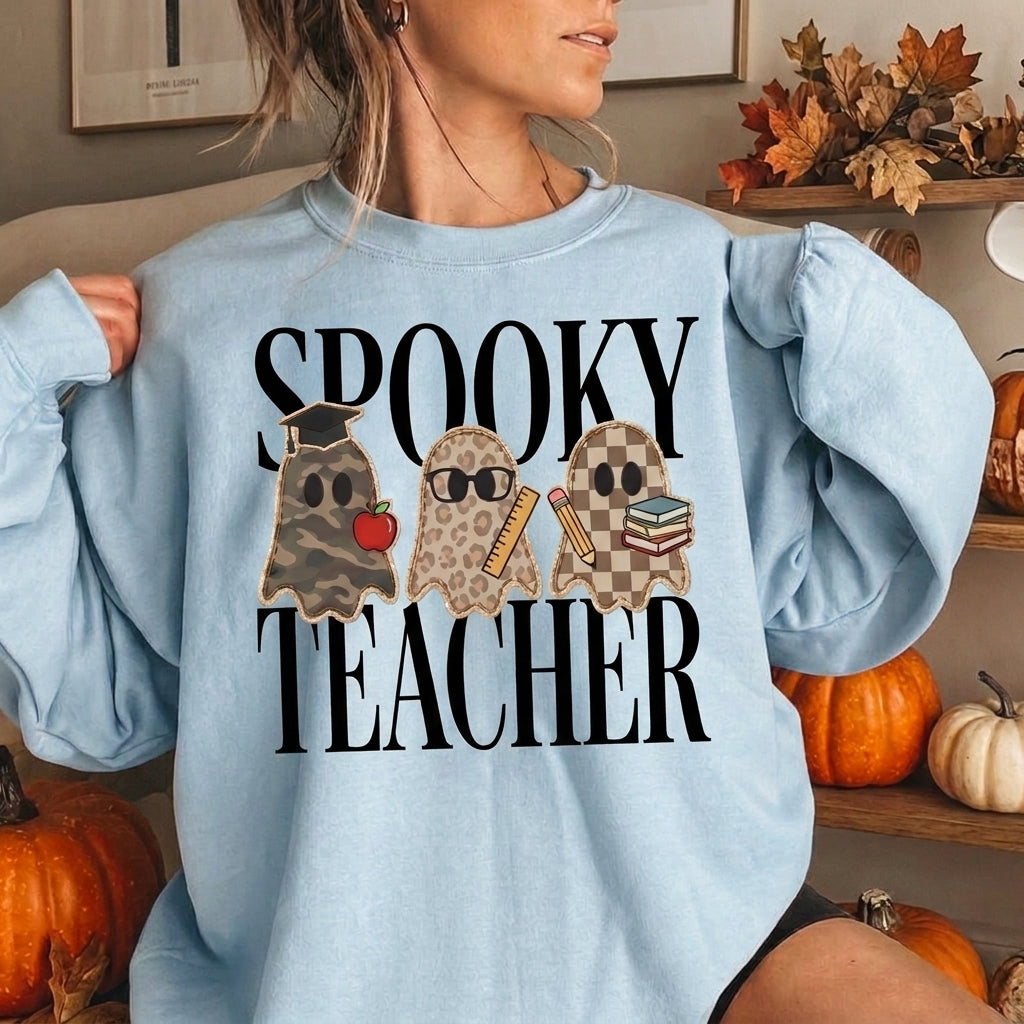 Spooky Teacher Sweatshirt, Halloween Teacher Shirt, Ghost Teacher Sweatshirt, Fall Teacher Gift, Cute Halloween Shirt, Teacher Crewneck