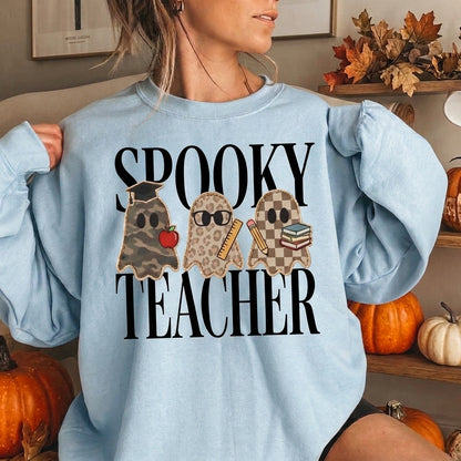 Spooky Teacher Sweatshirt, Halloween Teacher Shirt, Ghost Teacher Sweatshirt, Fall Teacher Gift, Cute Halloween Shirt, Teacher Crewneck