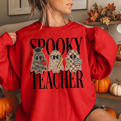 Spooky Teacher Sweatshirt, Halloween Teacher Shirt, Ghost Teacher Sweatshirt, Fall Teacher Gift, Cute Halloween Shirt, Teacher Crewneck