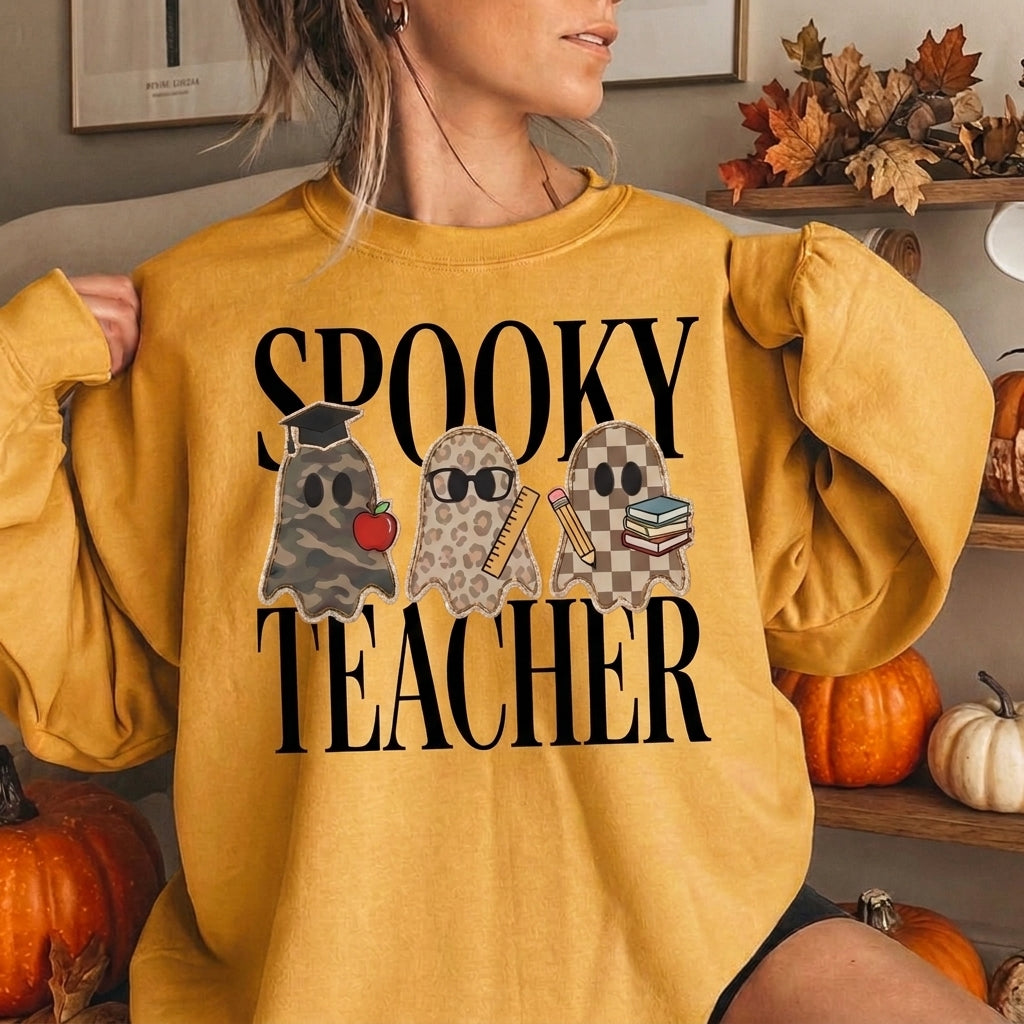 Spooky Teacher Sweatshirt, Halloween Teacher Shirt, Ghost Teacher Sweatshirt, Fall Teacher Gift, Cute Halloween Shirt, Teacher Crewneck