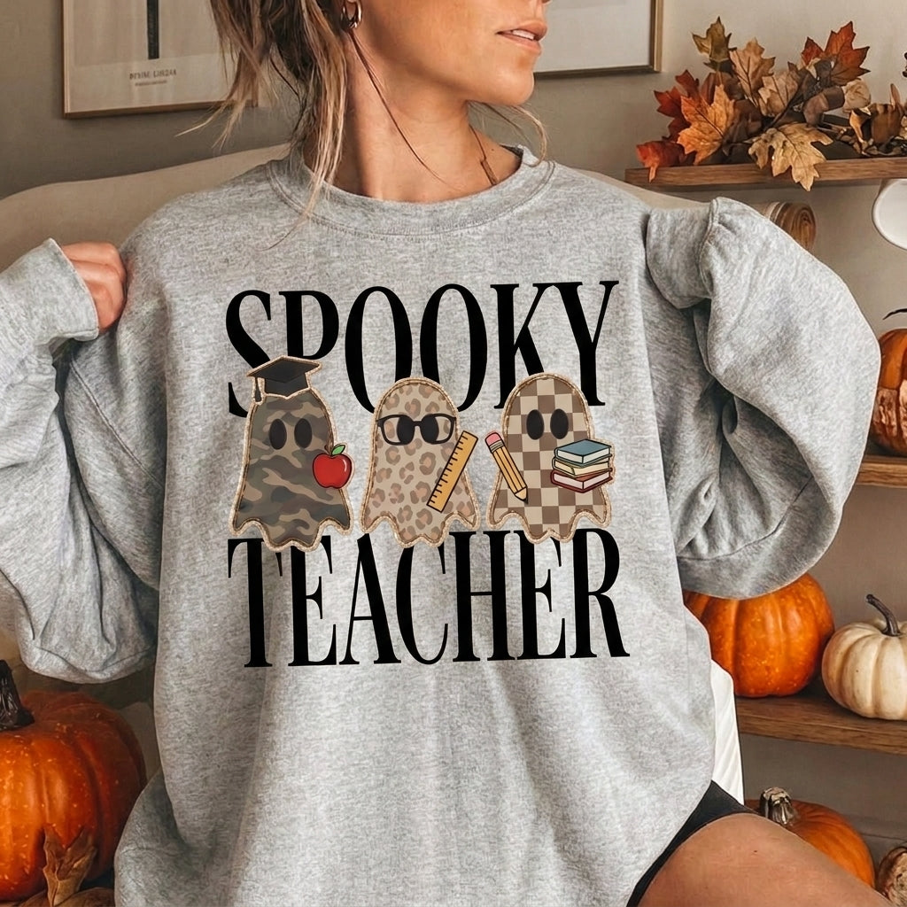 Spooky Teacher Sweatshirt, Halloween Teacher Shirt, Ghost Teacher Sweatshirt, Fall Teacher Gift, Cute Halloween Shirt, Teacher Crewneck