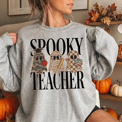 Spooky Teacher Sweatshirt, Halloween Teacher Shirt, Ghost Teacher Sweatshirt, Fall Teacher Gift, Cute Halloween Shirt, Teacher Crewneck