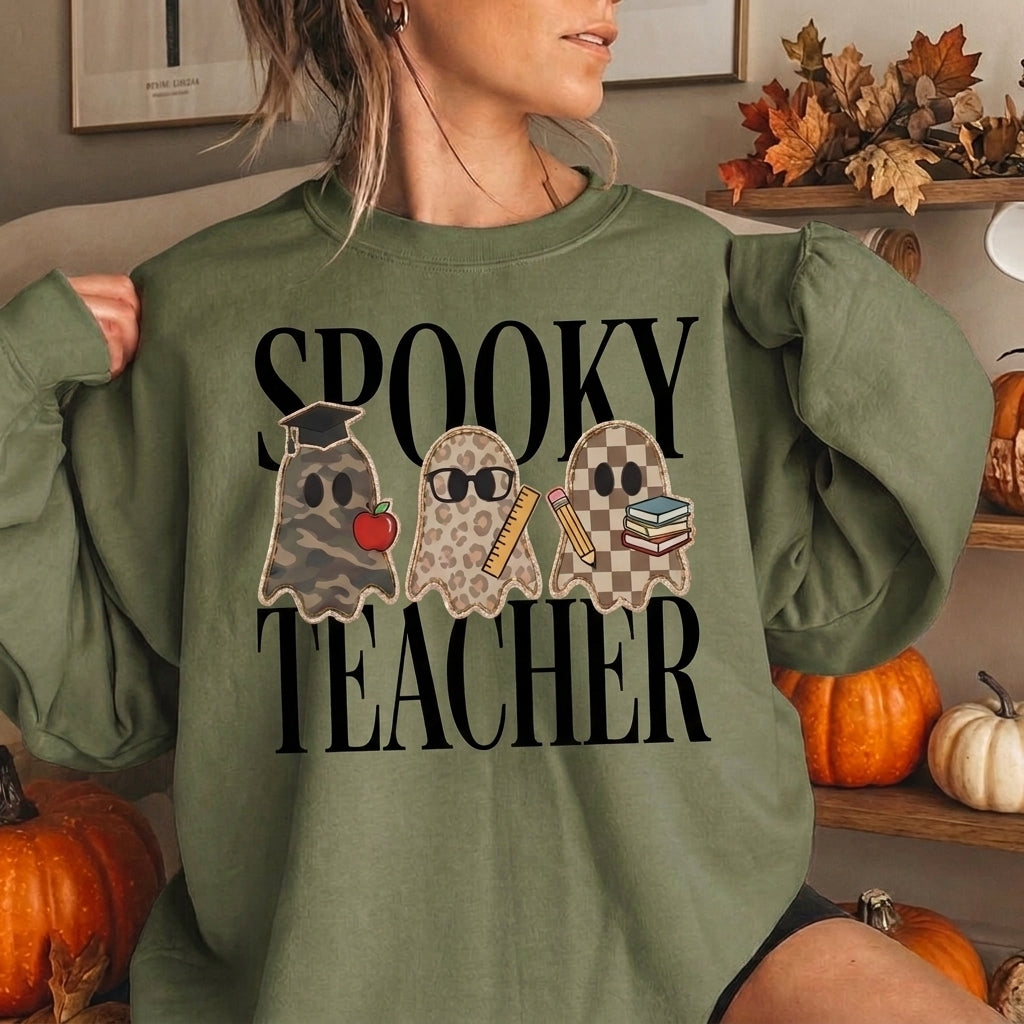 Spooky Teacher Sweatshirt, Halloween Teacher Shirt, Ghost Teacher Sweatshirt, Fall Teacher Gift, Cute Halloween Shirt, Teacher Crewneck