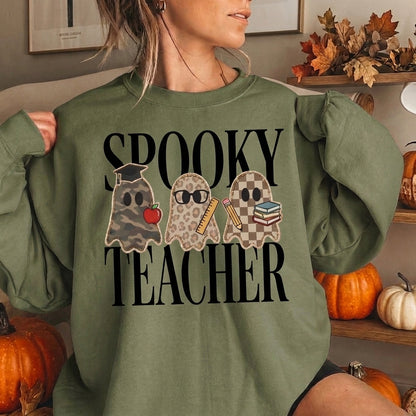 Spooky Teacher Sweatshirt, Halloween Teacher Shirt, Ghost Teacher Sweatshirt, Fall Teacher Gift, Cute Halloween Shirt, Teacher Crewneck