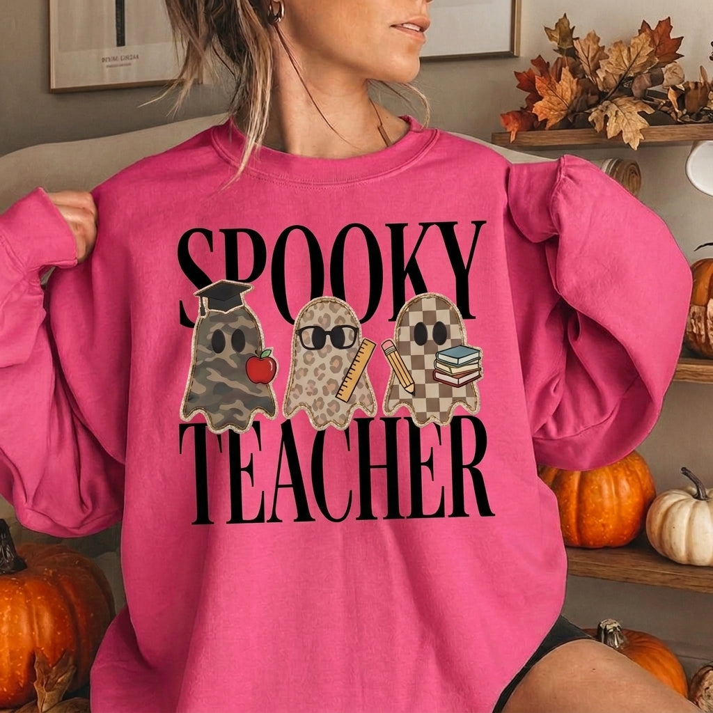Spooky Teacher Sweatshirt, Halloween Teacher Shirt, Ghost Teacher Sweatshirt, Fall Teacher Gift, Cute Halloween Shirt, Teacher Crewneck
