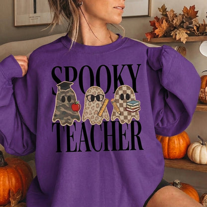 Spooky Teacher Sweatshirt, Halloween Teacher Shirt, Ghost Teacher Sweatshirt, Fall Teacher Gift, Cute Halloween Shirt, Teacher Crewneck