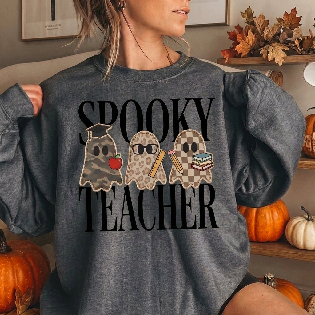 Spooky Teacher Sweatshirt, Halloween Teacher Shirt, Ghost Teacher Sweatshirt, Fall Teacher Gift, Cute Halloween Shirt, Teacher Crewneck