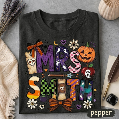 T-shirt personnalisé d'Halloween pour professeur, T-shirt personnalisé pour professeur, T-shirt pour maîtresse, Cadeau mignon pour professeur, T-shirt de rentrée scolaire, T-shirt pour professeur de maternelle