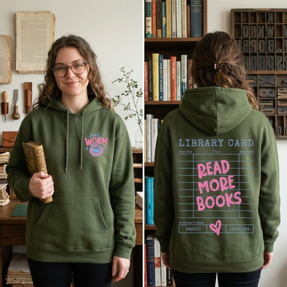 Book Lover Hoodie, Library Card Hoodie, Read More Books Sweatshirt, Bookworm Hoodie, Librarian Gift, Cozy Reader Gift