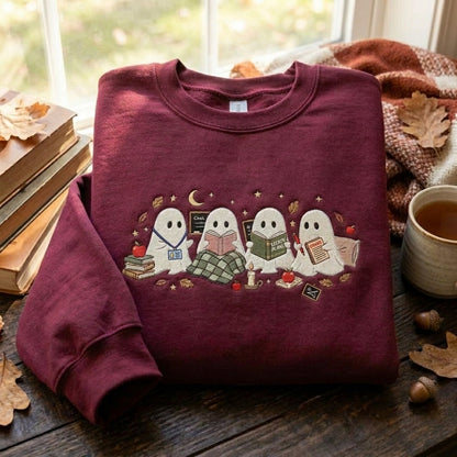 Reading Teacher Sweatshirt, Embroidered Teacher Crewneck, Book Lover Teacher Pullover, Personalized Teacher Shirt