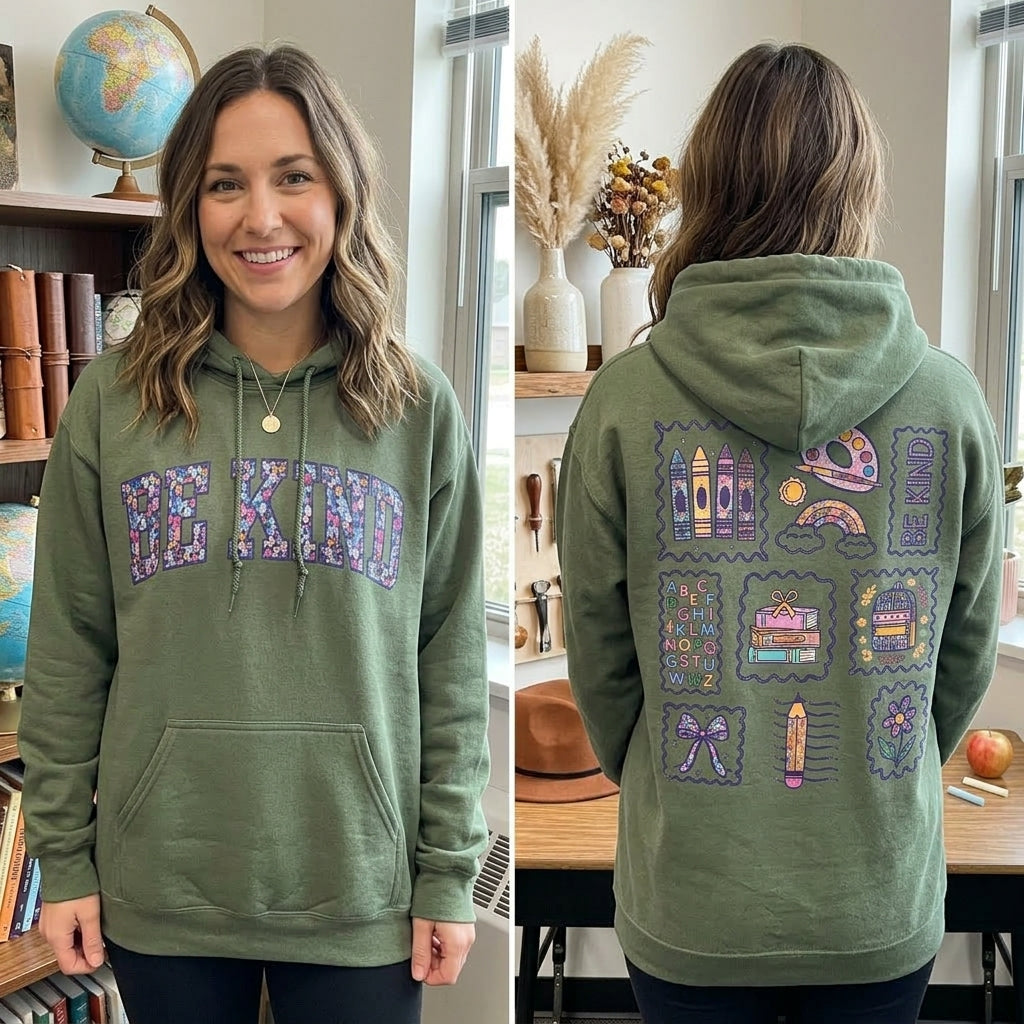 Be Kind Teacher Hoodie, Colorful Teacher Sweatshirt, Kindness Hoodie, Elementary Teacher Gift, School Staff Gift, Teacher Appreciation