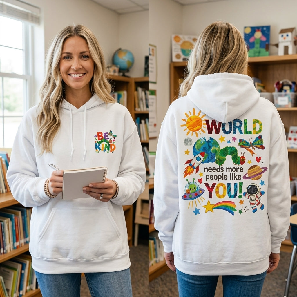 Be Kind Teacher Hoodie, The World Needs More People Like You, Teacher Appreciation Gift, Elementary Teacher Gift, Kindness Sweatshirt