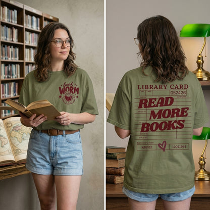 Book Lover T Shirt, Library Card Read More Books Shirt, Bookworm Tee, Librarian Gift, Bookish Shirt, Reader Gift, Library Shirt