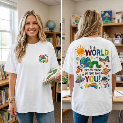 Be Kind Teacher T Shirt, The World Needs More People Like You, Teacher Appreciation Shirt, Elementary Teacher Gift, Kindness Tee