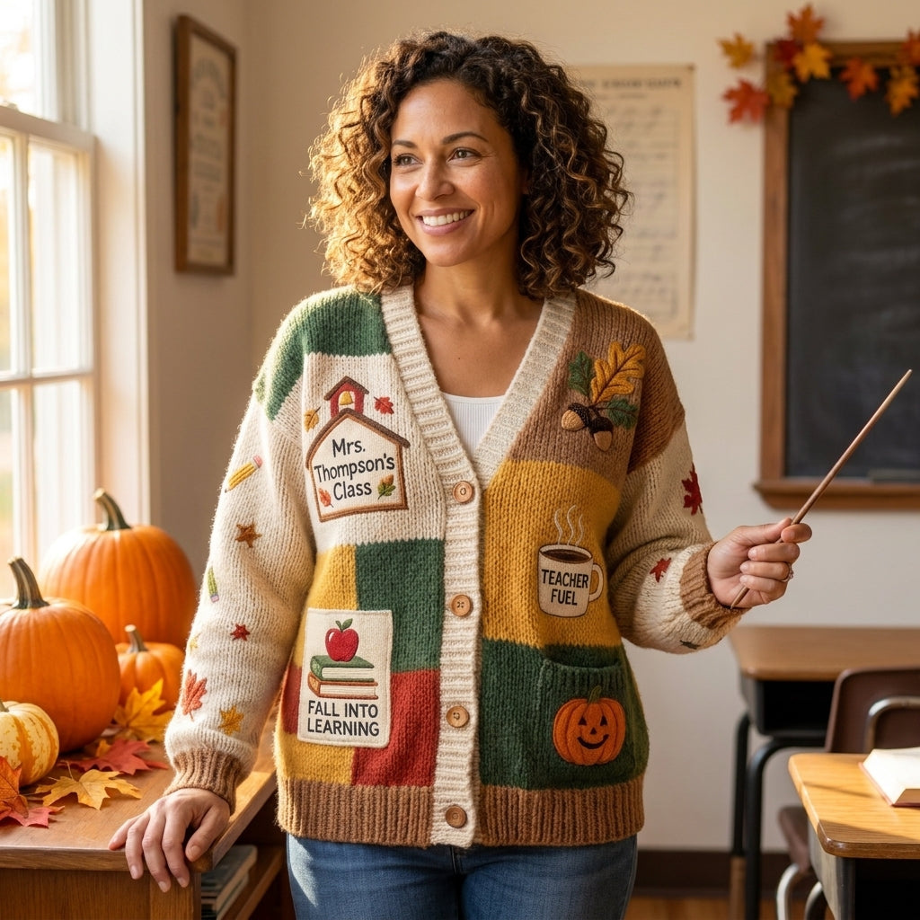 Fall Favorites Teacher Personalized Cardigan