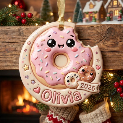 Personalized Donut Christmas Ornament 3D Relief Acrylic Ornament Custom Name Cute Dessert Lover Gift Christmas Tree Decor 2026