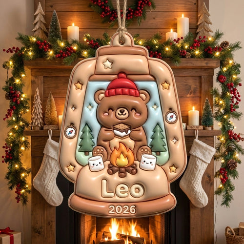 Squishy Bear Christmas Ornament Personalized 3D Relief Acrylic Ornament Custom Name Cute Woodland Animal Gift Christmas Decor 2026