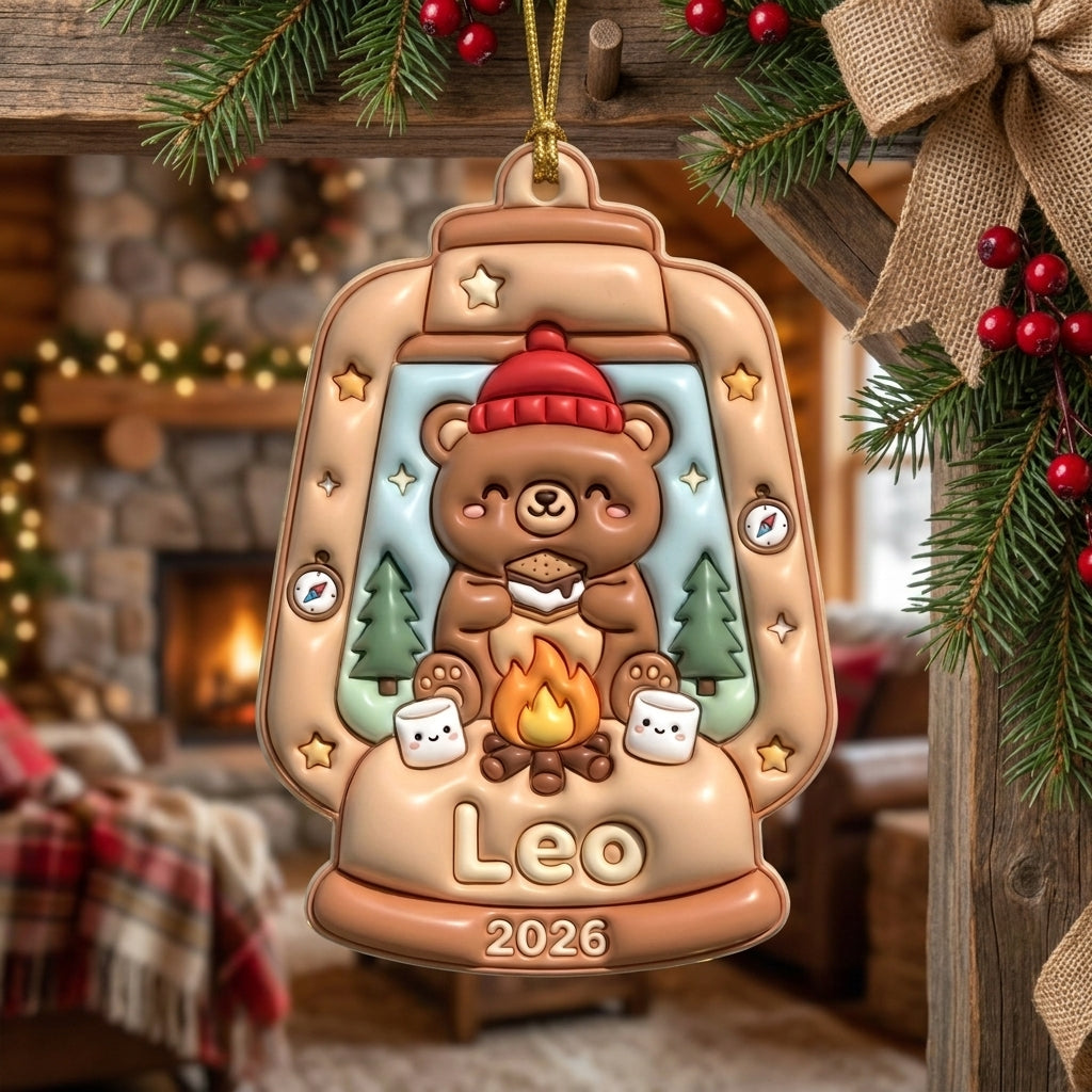 Squishy Bear Christmas Ornament Personalized 3D Relief Acrylic Ornament Custom Name Cute Woodland Animal Gift Christmas Decor 2026