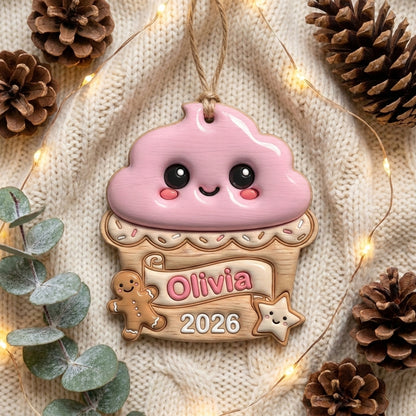 Squishy Cupcake Christmas Ornament Personalized 3D Relief Acrylic Ornament Custom Name Baking Gift Christmas Tree Decor 2026