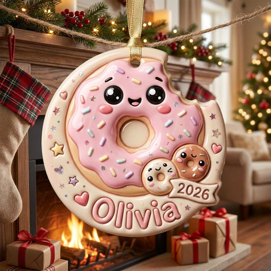 Personalized Donut Christmas Ornament 3D Relief Acrylic Ornament Custom Name Cute Dessert Lover Gift Christmas Tree Decor 2026