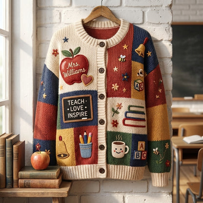 Teach Love Inspire Teacher Personalized Crewneck Cardigan