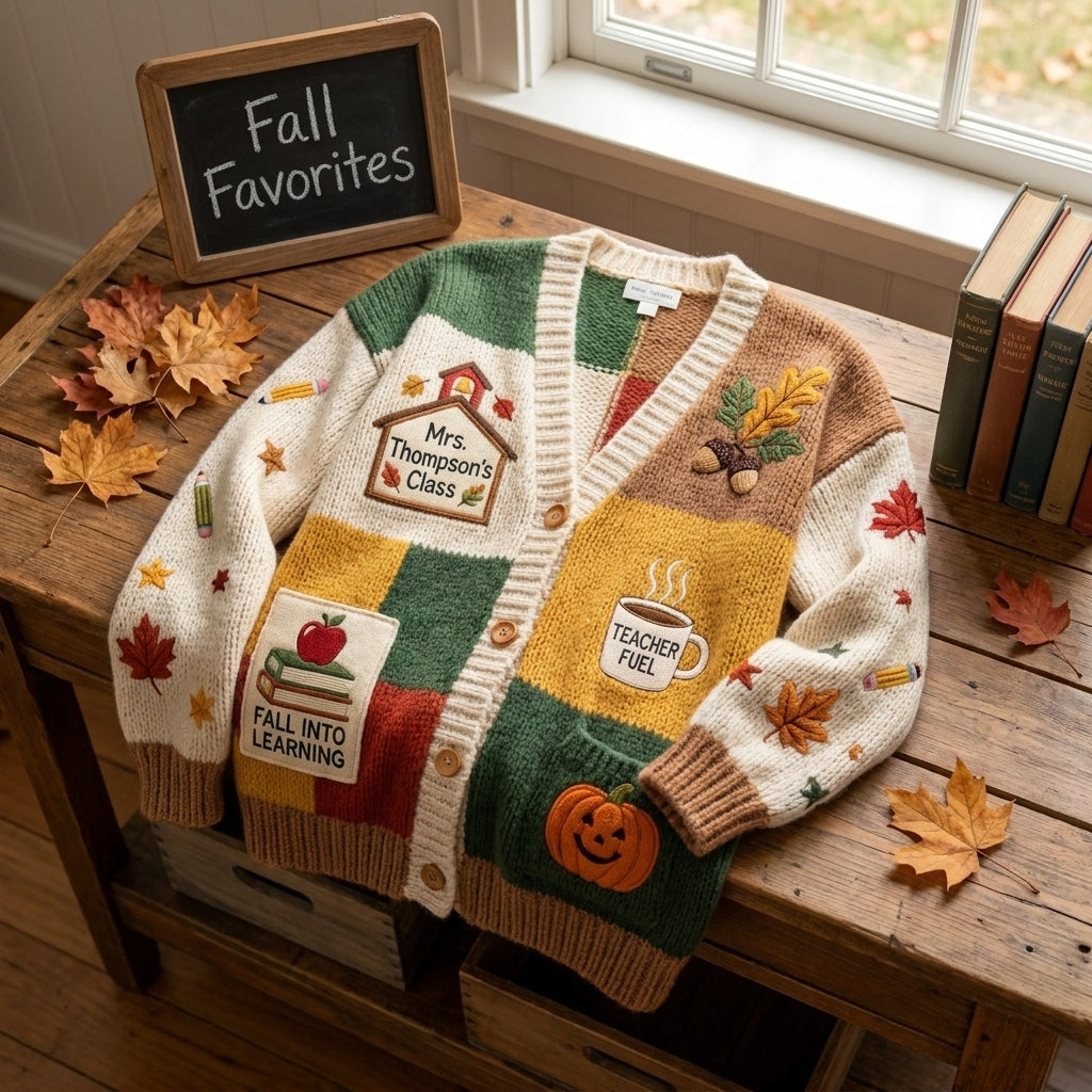 Fall Favorites Teacher Personalized Cardigan