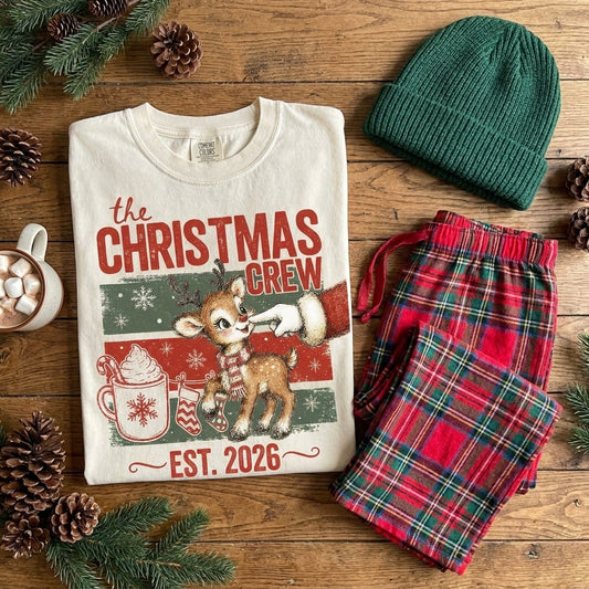 Christmas Reindeer Shirt, Vintage Christmas Crew T Shirt, Retro Holiday Shirt, Cute Christmas Tee, Christmas Gift for Women, Xmas Shirt