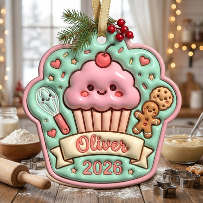 Personalized Cupcake Christmas Ornament 3D Relief Acrylic Ornament Custom Name Baker Gift Cute Christmas Tree Decor 2026