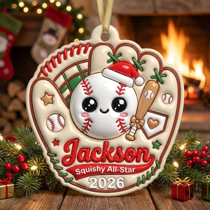 Squishy Baseball Christmas Ornament Personalized 3D Relief Acrylic Ornament Custom Name Baseball Player Gift Sports Decor 2026
