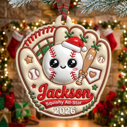 Squishy Baseball Christmas Ornament Personalized 3D Relief Acrylic Ornament Custom Name Baseball Player Gift Sports Decor 2026