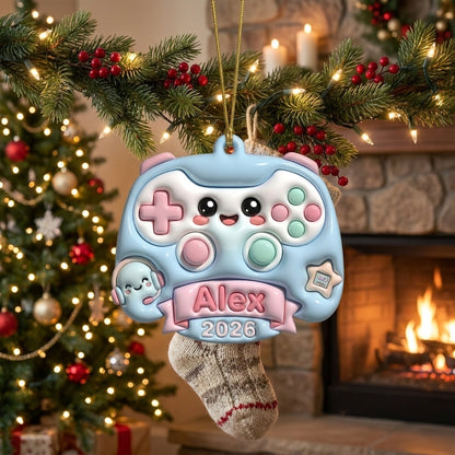 Squishy Gamer Christmas Ornament Personalized 3D Relief Acrylic Ornament Custom Name Video Game Gift Gamer Christmas Tree Decor 2026